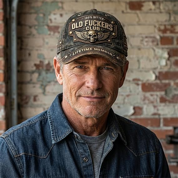 Men's distressed baseball cap with skull and angel wings print